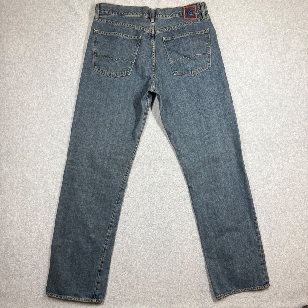 Hugo Boss HB1 Mens 34x34 Straight Leg Blue Denim Jeans Button Fly Orange Label - Picture 5 of 15